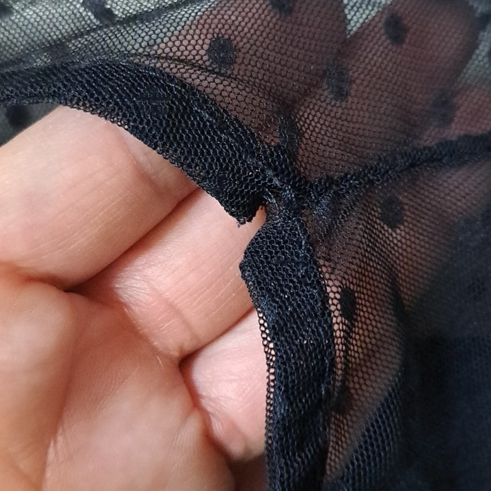 Black Sheer Top With Bell Sleeves No Size Tag See Measurements - Picture 6 of 7